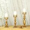 3 pcs Gold Metal Lacy Trim Glass Candle Holders Party Centerpieces